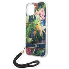 Guess GUESS GUOHCP14SHFLSB IPHONE 14 / 15 / 13 6,1" MODRO/MODRÉ PEVNÉ POUZDRO FLOWER STRAP