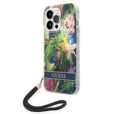 Guess GUESS GUOHCP14XHFLSB IPHONE 14 PRO MAX 6,7" MODRO/MODRÉ PEVNÉ POUZDRO FLOWER STRAP