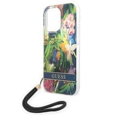 Guess GUESS GUOHCP14LHFLSB IPHONE 14 PRO 6,1" MODRO/MODRÉ PEVNÉ POUZDRO FLOWER STRAP