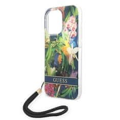 Guess GUESS GUOHCP14XHFLSB IPHONE 14 PRO MAX 6,7" MODRO/MODRÉ PEVNÉ POUZDRO FLOWER STRAP