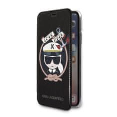 Karl Lagerfeld KARL LAGERFELD KLFLBKPXKSB IPHONE X/XS ČERNO/ČERNÁ KNIHOVNA SIGNATURE GLITTER