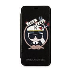 Karl Lagerfeld KARL LAGERFELD KLFLBKPXKSB IPHONE X/XS ČERNO/ČERNÁ KNIHOVNA SIGNATURE GLITTER