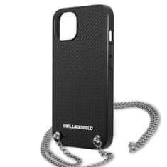 Karl Lagerfeld KARL LAGERFELD KLHCP13MPMK IPHONE 13 / 14 / 15 6,1" PEVNÉ POUZDRO ČERNO/ČERNÁ KŮŽE S TEXTUROU A ŘETÍZKEM