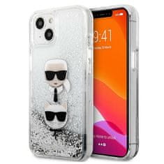 Karl Lagerfeld KARL LAGERFELD KLHCP13SKICCGLS IPHONE 13 MINI 5,4" STŘÍBRNÝ/STŘÍBRNÝ PEVNÝ OBAL TEKUTÝ TŘPYTIVÝ HLAVA KARL&CHOUPETTE