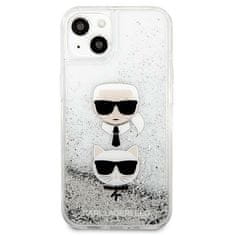 Karl Lagerfeld KARL LAGERFELD KLHCP13SKICCGLS IPHONE 13 MINI 5,4" STŘÍBRNÝ/STŘÍBRNÝ PEVNÝ OBAL TEKUTÝ TŘPYTIVÝ HLAVA KARL&CHOUPETTE