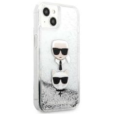 Karl Lagerfeld KARL LAGERFELD KLHCP13SKICCGLS IPHONE 13 MINI 5,4" STŘÍBRNÝ/STŘÍBRNÝ PEVNÝ OBAL TEKUTÝ TŘPYTIVÝ HLAVA KARL&CHOUPETTE