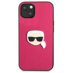 Karl Lagerfeld KARL LAGERFELD KLHCP13SPKMP IPHONE 13 MINI 5,4" RŮŽOVÝ/RŮŽOVÝ PEVNÝ OBAL KOŽENÝ IKONIK KARL`S HEAD METAL