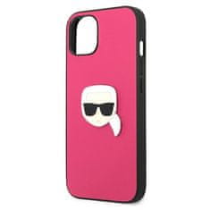 Karl Lagerfeld KARL LAGERFELD KLHCP13SPKMP IPHONE 13 MINI 5,4" RŮŽOVÝ/RŮŽOVÝ PEVNÝ OBAL KOŽENÝ IKONIK KARL`S HEAD METAL