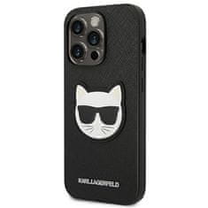 Karl Lagerfeld KARL LAGERFELD KLHCP14LSAPCHK IPHONE 14 PRO 6,1" PEVNÉ POUZDRO ČERNO/ČERNÉ SAFFIANO CHOUPETTE HEAD PATCH