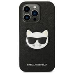 Karl Lagerfeld KARL LAGERFELD KLHCP14LSAPCHK IPHONE 14 PRO 6,1" PEVNÉ POUZDRO ČERNO/ČERNÉ SAFFIANO CHOUPETTE HEAD PATCH