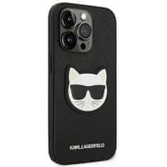 Karl Lagerfeld KARL LAGERFELD KLHCP14LSAPCHK IPHONE 14 PRO 6,1" PEVNÉ POUZDRO ČERNO/ČERNÉ SAFFIANO CHOUPETTE HEAD PATCH