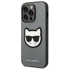 Karl Lagerfeld KARL LAGERFELD KLHCP14LSAPCHG IPHONE 14 PRO 6,1" PEVNÉ POUZDRO STŘÍBRNÉ/STŘÍBRNÉ SAFFIANO CHOUPETTE HEAD PATCH