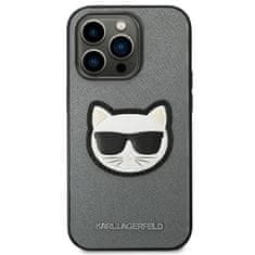 Karl Lagerfeld KARL LAGERFELD KLHCP14LSAPCHG IPHONE 14 PRO 6,1" PEVNÉ POUZDRO STŘÍBRNÉ/STŘÍBRNÉ SAFFIANO CHOUPETTE HEAD PATCH