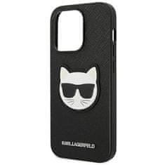 Karl Lagerfeld KARL LAGERFELD KLHCP14LSAPCHK IPHONE 14 PRO 6,1" PEVNÉ POUZDRO ČERNO/ČERNÉ SAFFIANO CHOUPETTE HEAD PATCH