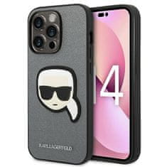 Karl Lagerfeld KARL LAGERFELD KLHCP14LSAPKHG IPHONE 14 PRO 6,1" STŘÍBRNÝ/STŘÍBRNÝ PEVNÝ OBAL SAFFIANO KARL`S HEAD PATCH