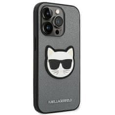 Karl Lagerfeld KARL LAGERFELD KLHCP14LSAPCHG IPHONE 14 PRO 6,1" PEVNÉ POUZDRO STŘÍBRNÉ/STŘÍBRNÉ SAFFIANO CHOUPETTE HEAD PATCH