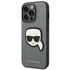 Karl Lagerfeld KARL LAGERFELD KLHCP14LSAPKHG IPHONE 14 PRO 6,1" STŘÍBRNÝ/STŘÍBRNÝ PEVNÝ OBAL SAFFIANO KARL`S HEAD PATCH