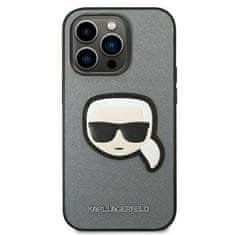 Karl Lagerfeld KARL LAGERFELD KLHCP14LSAPKHG IPHONE 14 PRO 6,1" STŘÍBRNÝ/STŘÍBRNÝ PEVNÝ OBAL SAFFIANO KARL`S HEAD PATCH