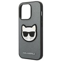 Karl Lagerfeld KARL LAGERFELD KLHCP14LSAPCHG IPHONE 14 PRO 6,1" PEVNÉ POUZDRO STŘÍBRNÉ/STŘÍBRNÉ SAFFIANO CHOUPETTE HEAD PATCH