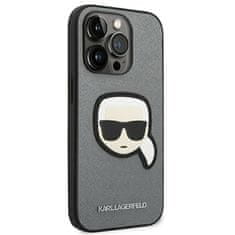 Karl Lagerfeld KARL LAGERFELD KLHCP14LSAPKHG IPHONE 14 PRO 6,1" STŘÍBRNÝ/STŘÍBRNÝ PEVNÝ OBAL SAFFIANO KARL`S HEAD PATCH