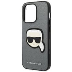 Karl Lagerfeld KARL LAGERFELD KLHCP14LSAPKHG IPHONE 14 PRO 6,1" STŘÍBRNÝ/STŘÍBRNÝ PEVNÝ OBAL SAFFIANO KARL`S HEAD PATCH