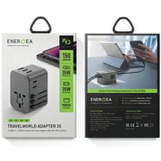 UNBRANDED NABÍJENÍ ENERGEA. SÍŤ. 3XUSB+2XUSB-C PD-PPS-QC 3.0 35.5W 3A2C ADAPTÉR 4V1 US/UA/EU/UK ŠEDÁ/GUNMETAL TRAVELWORLD