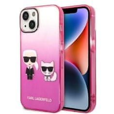 Karl Lagerfeld KARL LAGERFELD KLHCP14MTGKCP IPHONE 14 PLUS / 15 PLUS 6,7" PEVNÝ OBAL RŮŽOVÝ/RŮŽOVÝ GRADIENT IKONIK KARL & CHOUPETTE