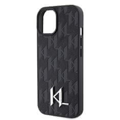 Karl Lagerfeld KARL LAGERFELD KLHCP15SPKLPKLK IPHONE 15 / 14 / 13 6,1" ČERNO/ČERNÉ PEVNÉ POUZDRO KOŽENÝ MONOGRAM HOT STAMP METAL LOGO