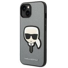 Karl Lagerfeld KARL LAGERFELD KLHCP14MSAPKHG IPHONE 14 PLUS / 15 PLUS 6,7" STŘÍBRNÝ/STŘÍBRNÝ PEVNÝ OBAL SAFFIANO KARL`S HEAD PATCH