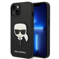 Karl Lagerfeld KARL LAGERFELD KLHCP14MSAPKHK IPHONE 14 PLUS / 15 PLUS 6,7" ČERNO/ČERNÉ PEVNÉ POUZDRO SAFFIANO KARL`S HEAD PATCH