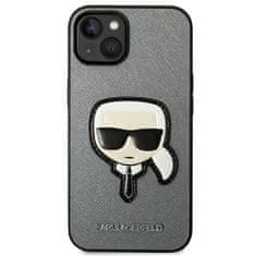 Karl Lagerfeld KARL LAGERFELD KLHCP14MSAPKHG IPHONE 14 PLUS / 15 PLUS 6,7" STŘÍBRNÝ/STŘÍBRNÝ PEVNÝ OBAL SAFFIANO KARL`S HEAD PATCH