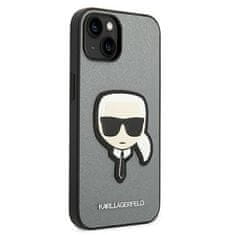 Karl Lagerfeld KARL LAGERFELD KLHCP14MSAPKHG IPHONE 14 PLUS / 15 PLUS 6,7" STŘÍBRNÝ/STŘÍBRNÝ PEVNÝ OBAL SAFFIANO KARL`S HEAD PATCH