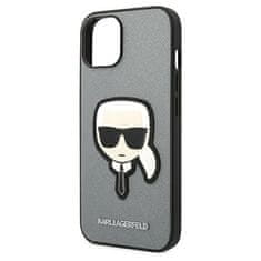 Karl Lagerfeld KARL LAGERFELD KLHCP14MSAPKHG IPHONE 14 PLUS / 15 PLUS 6,7" STŘÍBRNÝ/STŘÍBRNÝ PEVNÝ OBAL SAFFIANO KARL`S HEAD PATCH