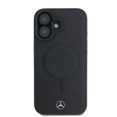 MERCEDES MERCEDES MEHMP16S23RCMK IPHONE 16 6,1" ČERNO/ČERNÉ PEVNÉ POUZDRO PLAIN SMOOTH LEATHER MAGSAFE