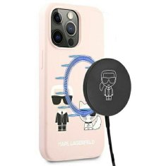 Karl Lagerfeld KARL LAGERFELD KLHMP13LSSKCI IPHONE 13 PRO / 13 6,1" PEVNÝ OBAL SVĚTLE RŮŽOVÝ/SVĚTLE RŮŽOVÝ SILIKONOVÝ IKONIK KARL & CHOUPETTE MAGSAFE