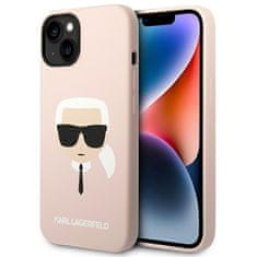 Karl Lagerfeld KARL LAGERFELD KLHMP14MSLKHLP IPHONE 14 PLUS / 15 PLUS 6,7" PEVNÝ OBAL SVĚTLE RŮŽOVÝ/SVĚTLE RŮŽOVÝ SILIKON KARL`S HEAD MAGSAFE