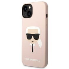 Karl Lagerfeld KARL LAGERFELD KLHMP14MSLKHLP IPHONE 14 PLUS / 15 PLUS 6,7" PEVNÝ OBAL SVĚTLE RŮŽOVÝ/SVĚTLE RŮŽOVÝ SILIKON KARL`S HEAD MAGSAFE