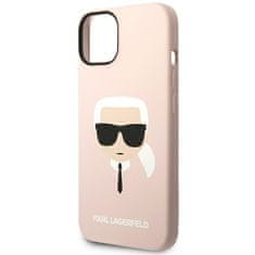 Karl Lagerfeld KARL LAGERFELD KLHMP14MSLKHLP IPHONE 14 PLUS / 15 PLUS 6,7" PEVNÝ OBAL SVĚTLE RŮŽOVÝ/SVĚTLE RŮŽOVÝ SILIKON KARL`S HEAD MAGSAFE