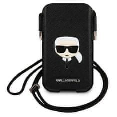 Karl Lagerfeld KARL LAGERFELD KABELKA KLHCP12MOPHKHK 6,1" ČERNO/ČERNÉ PEVNÉ POUZDRO SAFFIANO IKONIK KARL`S HEAD