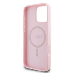 Guess GUESS GUHMP16LPGPYSP IPHONE 16 PRO 6,3" RŮŽOVÉ/RŮŽOVÉ PEVNÉ POUZDRO PEONY SCRIPT LOGO MAGSAFE