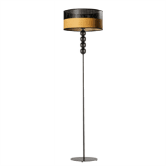 LYSNE.PL Černá kuličková stojací lampa, stojací lampa se stínidlem v moderním stylu, elegantní design, teplý dřevěný akcent, ideální do minimalistických interiérů BERMUDY DUAL, černá