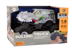 Lean-toys Velké Terénní Auto Na Dálkové Ovládání 2.4G Rc 1:6 Dinosaurus