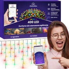 shumee 400 LED světelný závěs - vícebarevný - řízený aplikací