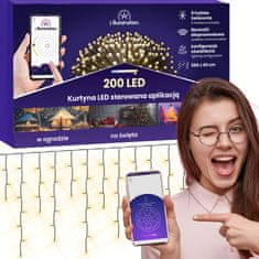 shumee 200 LED světelný závěs - teplá bílá - řízená aplikací