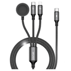 Awei AWEI KABEL W23 3V1 USB-C/LIGHTNING/HODINKY 100W/10W/2,5W ČERNÁ/ČERNÁ