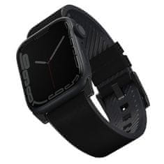 UNIQ UNIQ ŘEMÍNEK STRADEN APPLE WATCH SERIES 1/2/3/4/5/6/7/8/9/SE/SE2/ULTRA/ULTRA 2 42/44/45/49 MM. KOŽENÝ HYBRIDNÍ ŘEMÍNEK ČERNO/ČERNÝ