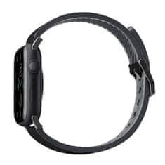 UNIQ UNIQ ŘEMÍNEK STRADEN APPLE WATCH SERIES 1/2/3/4/5/6/7/8/9/SE/SE2/ULTRA/ULTRA 2 42/44/45/49 MM. KOŽENÝ HYBRIDNÍ ŘEMÍNEK ČERNO/ČERNÝ