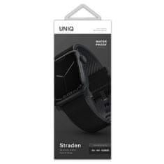 UNIQ UNIQ ŘEMÍNEK STRADEN APPLE WATCH SERIES 1/2/3/4/5/6/7/8/9/SE/SE2/ULTRA/ULTRA 2 42/44/45/49 MM. KOŽENÝ HYBRIDNÍ ŘEMÍNEK ČERNO/ČERNÝ