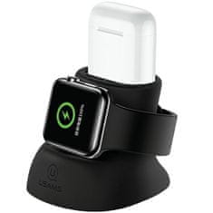 USAMS USAMS SILIKONOVÝ STOJÁNEK 2 V 1 PRO NABÍJENÍ APPLE WATCH A AIRPODS ČERNÁ/ČERNÁ ZJ51ZJ01 (US-ZJ051)