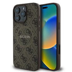 Guess GUESS GUHMP16LG4GFRW IPHONE 16 PRO 6,3" HNĚDÉ/HNĚDÉ PEVNÉ POUZDRO 4G RING CLASSIC LOGO MAGSAFE